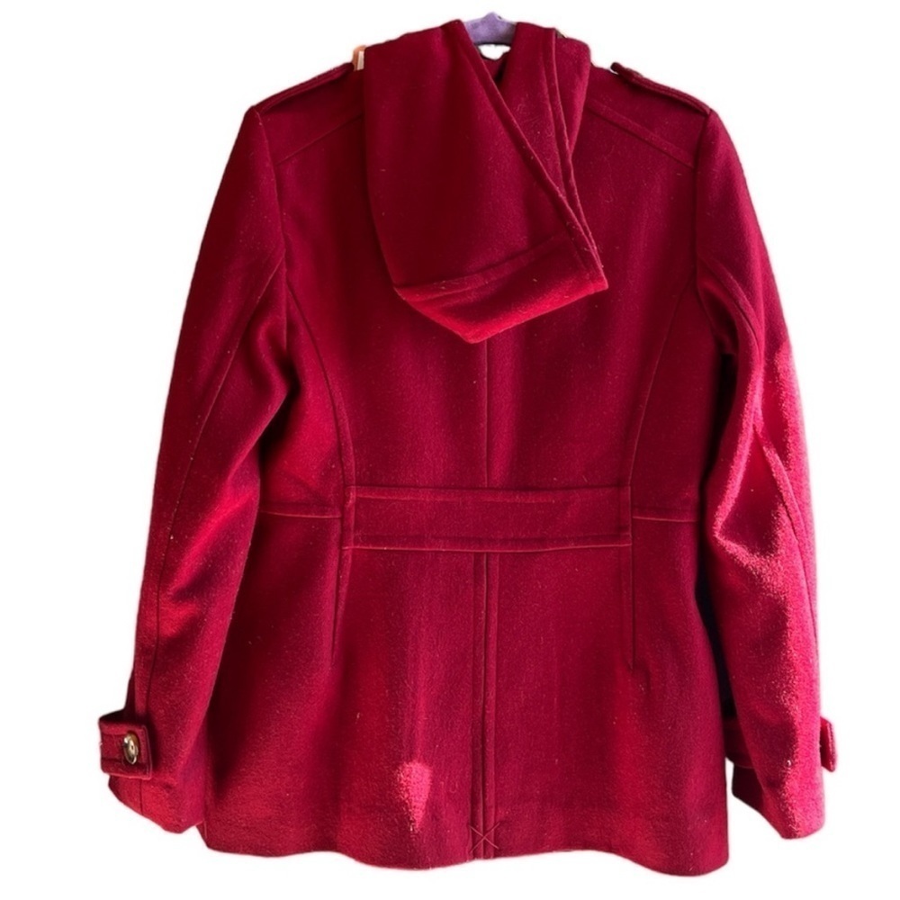 london Fog Women’s Wool, red peacoat with hood Size SP - Picture 5 of 9